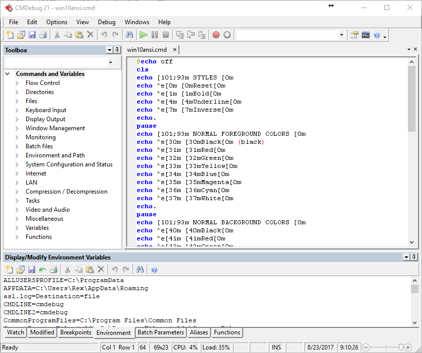 Edit and debug your Windows batch files with CMDebug