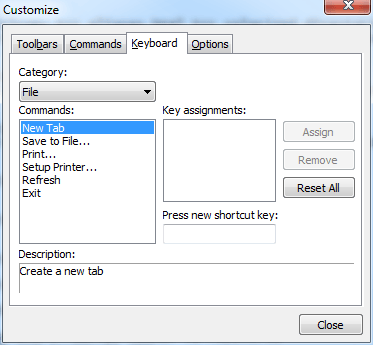 Definieren eines Hotkeys.